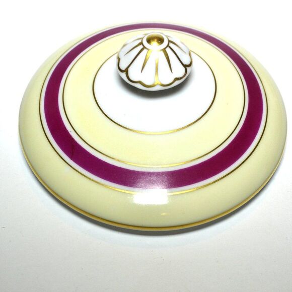 Ransom China Made In Japan Sugar Bowl With Lid Cream And Burgundy - Picture 4 of 7